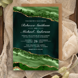 Emerald Green und Gold Agate Marble Wedding Einladung