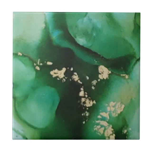 Emerald Green und Gold Agate Quartz Fliese (Vorderseite)