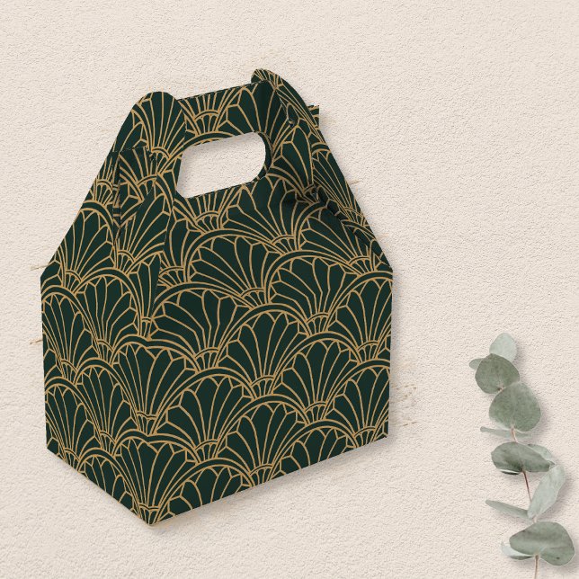 Emerald Green und Gold Art Deco Fan Blume Motif Geschenkschachtel (Von Creator hochgeladen)
