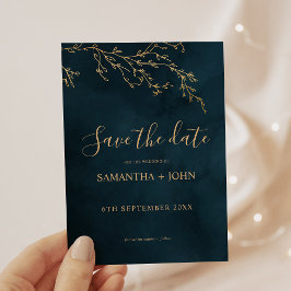 Emerald Green und Gold Botanische Hochzeit Save The Date