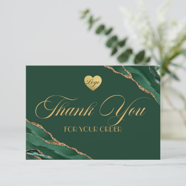 Emerald Green und Gold Business Dankeschön Card Dankeskarte (Stehend Vorderseite)