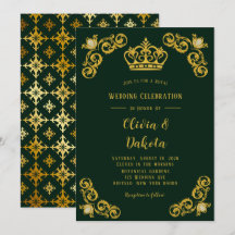 Emerald Green und Gold Damask Royal Wedding