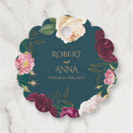 Emerald Green und Gold Floral Wedding Geschenkanhänger