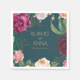 Emerald Green und Gold Floral Wedding Napkins Serviette