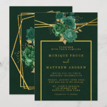 Emerald Green und Gold Geometric Floral Wedding