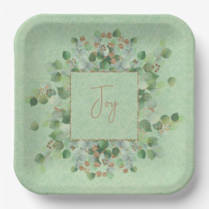 Emerald Green und Gold Glitzer Eucalyptus Custom Pappteller