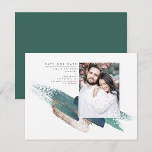 Emerald Green und Gold Modern Save the Date Foto