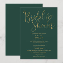 Emerald Green und Gold Modern Script Brautparty