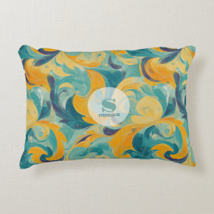 Emerald Green und Gold Paisley Inspiriert Abstrakt Dekokissen