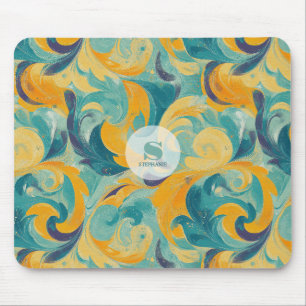 Emerald Green und Gold Paisley Inspiriert Abstrakt Mousepad