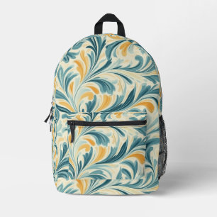 Emerald Green und Gold Paisley Leaf Muster Bedruckter Rucksack