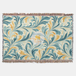 Emerald Green und Gold Paisley Leaf Muster Decke