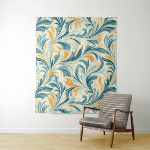 Emerald Green und Gold Paisley Leaf Muster Wandteppich