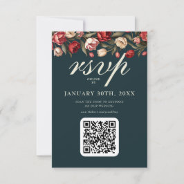 Emerald Green und Red Tulip Wedding RSVP Karte