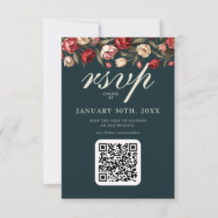 Emerald Green und Red Tulip Wedding RSVP Karte