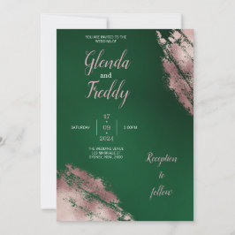 Emerald Green und Rose Gold Wedding Einladung