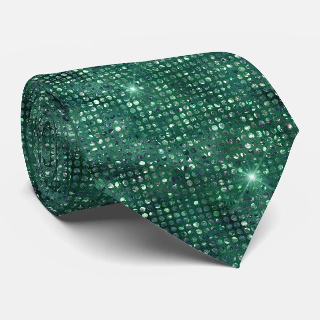 Emerald Green und Silver Glitzern Krawatte (Gerollt)