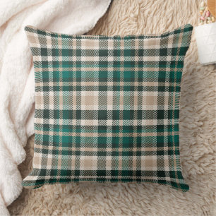 Emerald Green und Tan Karierte Weihnachten Kissen