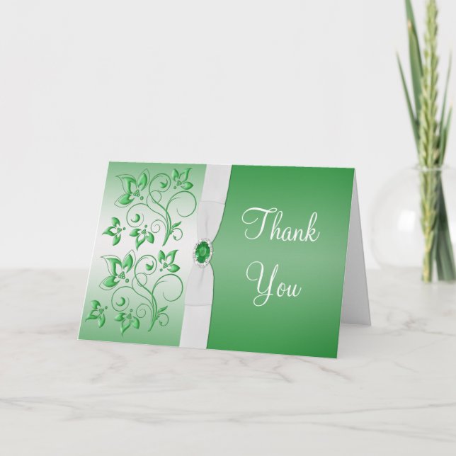 Emerald Green und White Dankeschön-Karte Dankeskarte (Vorderseite)