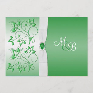Emerald Green und White II Monogram Einladung