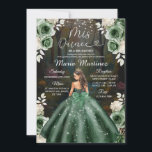 Emerald Green verzauberte Waldprinzessin Mis Quinc Einladung<br><div class="desc">EDITABLE Emerald Green verzauberte Waldprinzessin Mis Quince Einladung Smaragd Grün und Weiß Blume Kleid Girl Quinceanera Einladung Quinceanera 15 Anos,  16. Geburtstag</div>