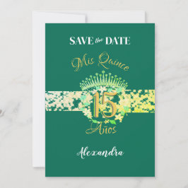 Emerald Green Vintag Boho Quinceañera Spanisch Save The Date