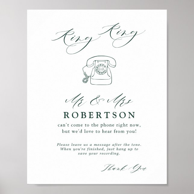 Emerald Green Vintag Botanic in Audio Guestbook Poster (Vorne)