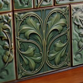 Emerald Green Wall Deco Art Nouveau Ceram Fliese