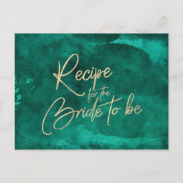 Emerald Green Watercolor & Gold Bridal Rezeptkarte Postkarte