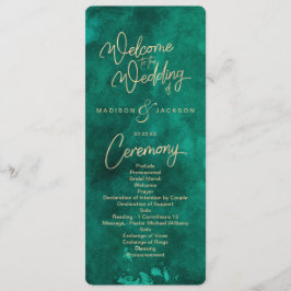 Emerald Green Watercolor & Gold Wedding Program Programm