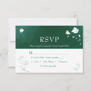 Emerald Green Watercolor Mariage floral RSVP