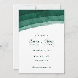 Emerald Green Watercolor Save the Date