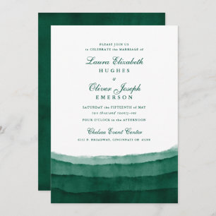 Emerald Green Watercolor Wedding Invitations