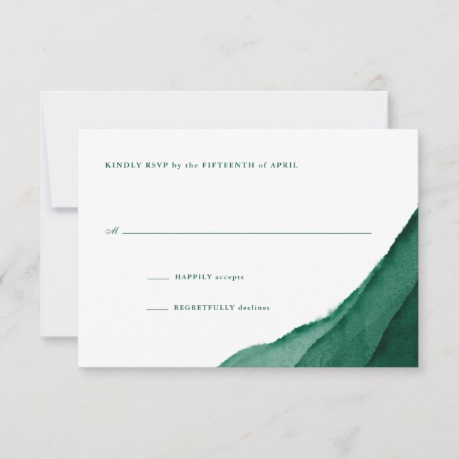 Emerald Green Watercolor Wedding RSVP Karte (Vorderseite)