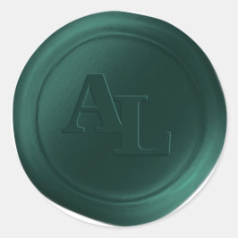 Emerald Green Wax Siegel Monogram Wedding Stickers