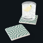 Emerald Green Wedding Collection Karo überprüft Steinuntersetzer<br><div class="desc">Moderne böhmische dunkle Emerald Green Farbe Thema Hochzeitsfeier Produkte. Evergreen Retro trendige Karos Design,  verschleierte Schachbrettmuster Teller in eleganten und schicken dunklen Emerald Green und Weiß Farbe.</div>