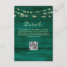 Emerald Green Wedding Details QR Code Begleitkarte