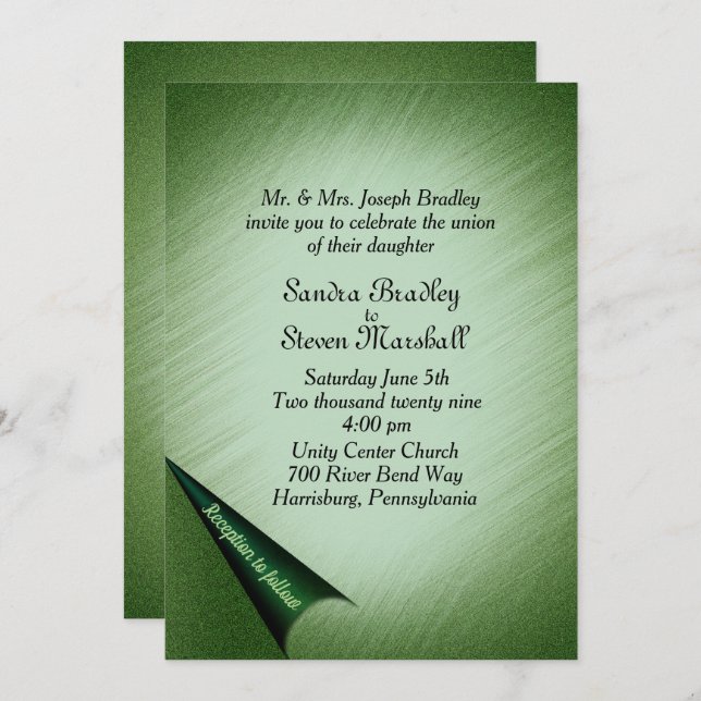 Emerald Green Wedding Einladung (Vorne/Hinten)