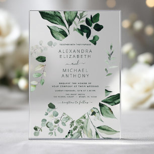 Emerald Green Wedding Eucalyptus Greenery Elegant Acryleinladungen