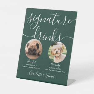 Emerald Green Wedding Pet Hund Signature Drinks Sockelschild