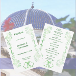Emerald Green Wedding Program Bells Scrollwork Programm