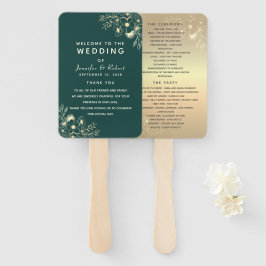Emerald Green Wedding Program Hand Fan Fächer