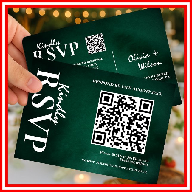 Emerald Green Wedding QR Code UAWG RSVP Karte (Von Creator hochgeladen)