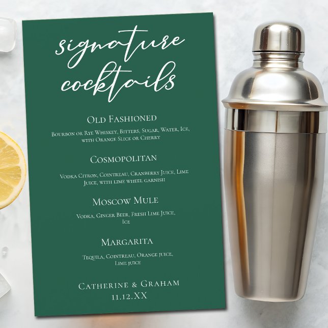 Emerald Green Wedding Signature Cocktails Bar Menu (Von Creator hochgeladen)
