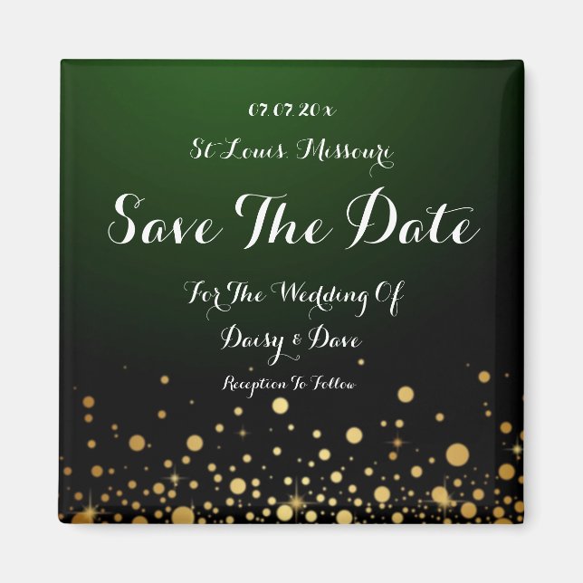 Emerald Green Wedding speichert das Date Magnet (Vorne)