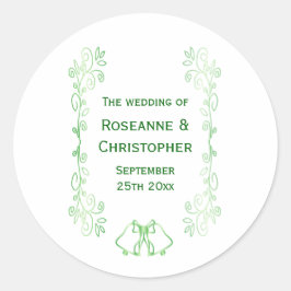 Emerald Green Wedding Sticker Bells Scrollwork