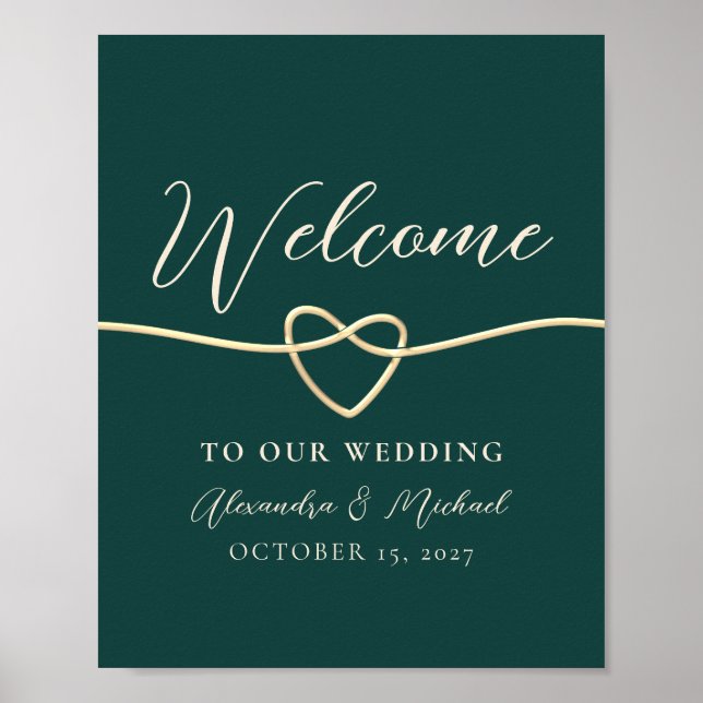 Emerald Green Wedding Welcome Poster (Vorne)