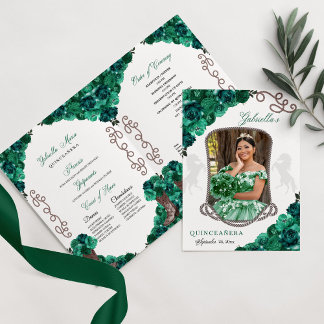 Emerald Green Western Charro Quinceañera Programm
