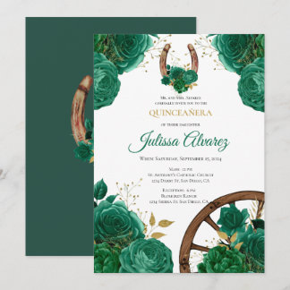 Emerald Green Western Quinceanera Invitation