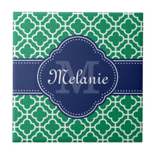 Emerald Green Whart marokkanisches Pattern Navy Mo Fliese